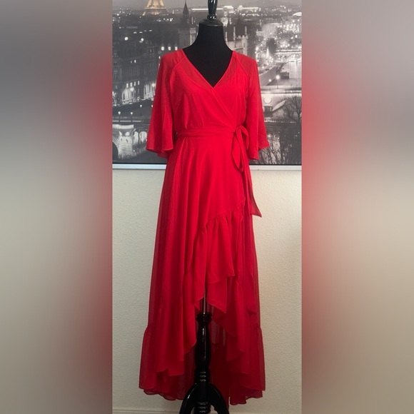 CITY CHIC NWOT Red Wrap Dress Size 16 - Picture 2 of 7